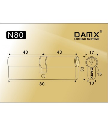 Цилиндровый механизм DAMX Простой ключ-ключ N80 мм Бронза (AB)