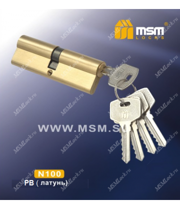 Цилиндровый механизм MSM N100 мм Полированная латунь (PB), латунь Простой ключ-ключ