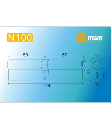 Цилиндровый механизм MSM N100 мм Полированная латунь (PB), латунь Простой ключ-ключ