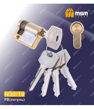 Цилиндровый механизм MSM N30/10 мм Полированная латунь (PB), латунь Простой ключ-ключ