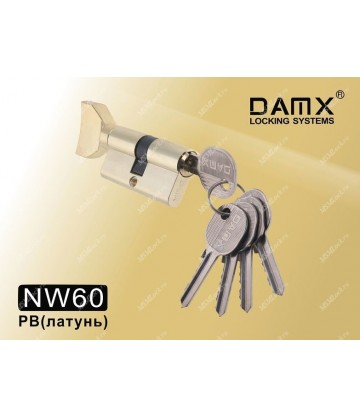 Цилиндровый механизм DAMX Простой ключ-вертушка NW60 мм Полированная латунь (PB)