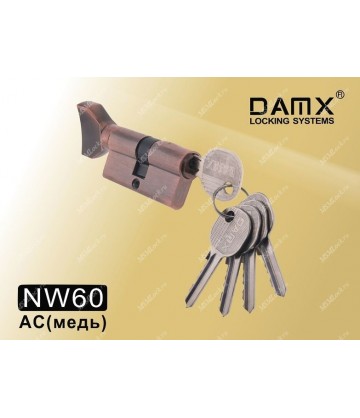 Цилиндровый механизм DAMX Простой ключ-вертушка NW60 мм Медь (AC)