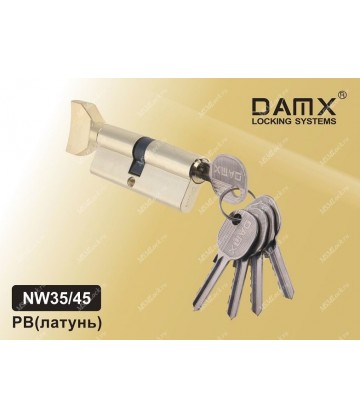Цилиндровый механизм DAMX Простой ключ-вертушка NW35/45 мм Полированная латунь (PB)