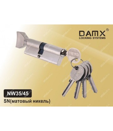 Цилиндровый механизм DAMX Простой ключ-вертушка NW35/45 мм Матовый никель (SN)