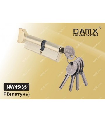 Цилиндровый механизм DAMX Простой ключ-вертушка NW45/35 мм Полированная латунь (PB)