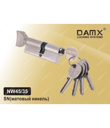 Цилиндровый механизм DAMX Простой ключ-вертушка NW45/35 мм Матовый никель (SN)