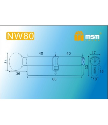 Цилиндровый механизм, латунь Простой ключ-вертушка NW80 мм Полированная латунь (PB)