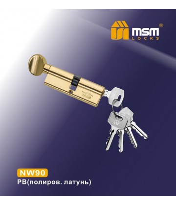 Цилиндровый механизм, латунь Простой ключ-вертушка NW90 мм Полированная латунь (PB)