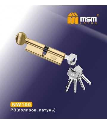 Цилиндровый механизм, латунь Простой ключ-вертушка NW100 мм Полированная латунь (PB)