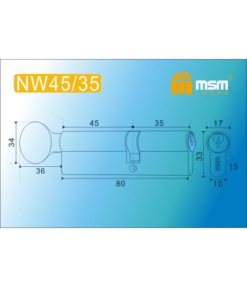 Цилиндровый механизм, латунь Обычный ключ-вертушка NW45/35 мм Полированная латунь (PB)