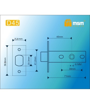 Механизм врезной Задвижка D45 Матовая латунь (SB)