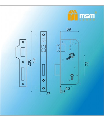 Дверной замок MSM ML72K Полированная латунь (PB)