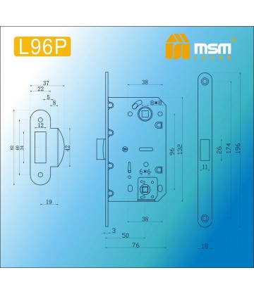 Дверной замок MSM L96P Матовая латунь (SB)