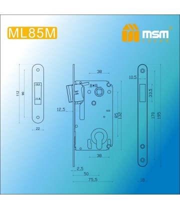 Дверной замок MSM ML85M Полированная латунь (PB)