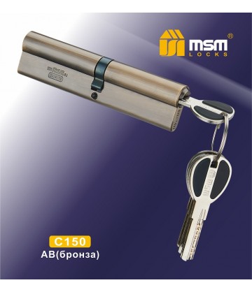 Цилиндровый механизм MSM C150 мм бронза AB, латунь Перфорированный ключ-ключ