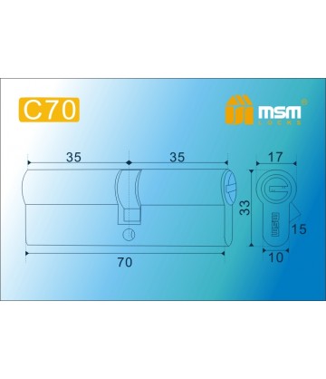 Цилиндровый механизм MSM C70 мм Полированная латунь (PB), латунь Перфорированный ключ-ключ