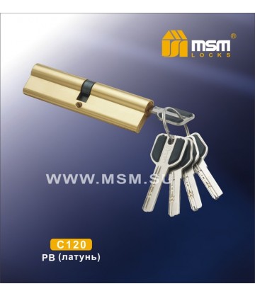 Цилиндровый механизм MSM C120 мм Полированная латунь (PB), латунь Перфорированный ключ-ключ