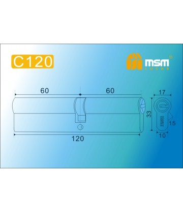 Цилиндровый механизм MSM C120 мм Полированная латунь (PB), латунь Перфорированный ключ-ключ