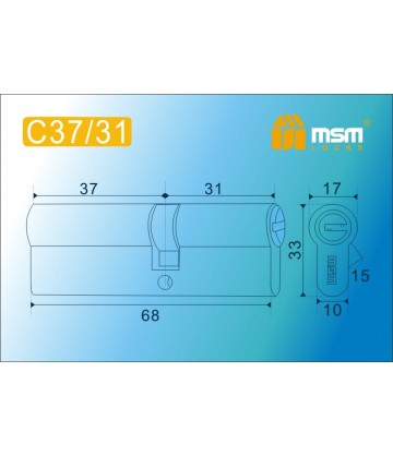 Цилиндровый механизм MSM C37/31 мм Полированная латунь (PB), латунь Перфорированный ключ-ключ