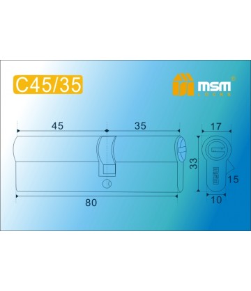 Цилиндровый механизм MSM C45/35 мм Матовый никель (SN), латунь Перфорированный ключ-ключ