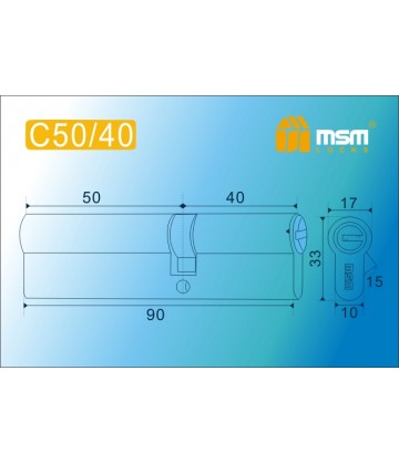 Цилиндровый механизм MSM C50/40 мм Полированная латунь (PB), латунь Перфорированный ключ-ключ