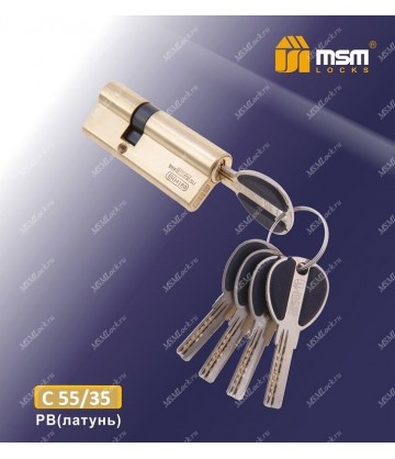 Цилиндровый механизм MSM C55/35 мм Полированная латунь (PB), латунь Перфорированный ключ-ключ