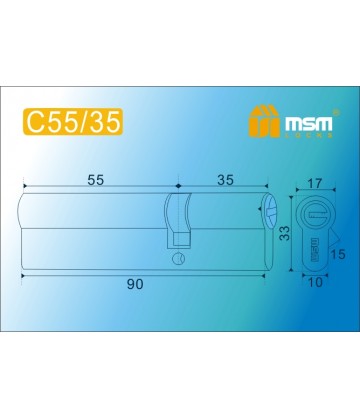 Цилиндровый механизм MSM C55/35 мм Полированная латунь (PB), латунь Перфорированный ключ-ключ