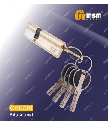 Цилиндровый механизм MSM C60/30 мм Полированная латунь (PB), латунь Перфорированный ключ-ключ