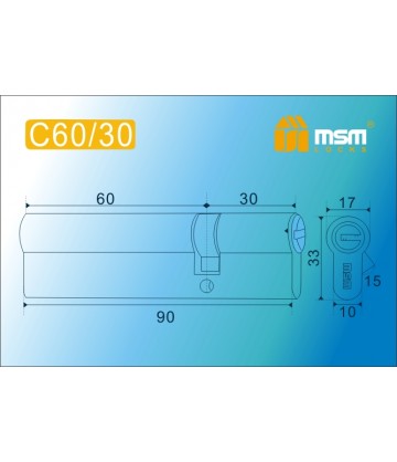 Цилиндровый механизм MSM C60/30 мм Полированная латунь (PB), латунь Перфорированный ключ-ключ