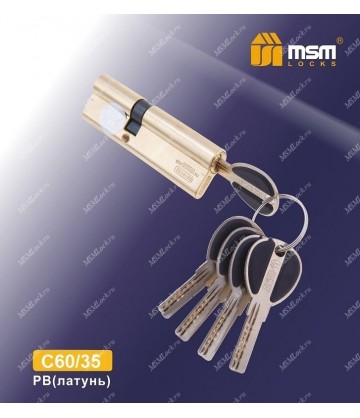 Цилиндровый механизм MSM C60/35 мм Полированная латунь (PB), латунь Перфорированный ключ-ключ