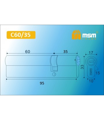 Цилиндровый механизм MSM C60/35 мм Полированная латунь (PB), латунь Перфорированный ключ-ключ