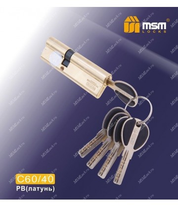 Цилиндровый механизм MSM C60/40 мм Полированная латунь (PB), латунь Перфорированный ключ-ключ