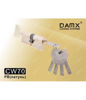 Цилиндровый механизм DAMX Перфорированный ключ-вертушка CW70 мм Полированная латунь (PB)