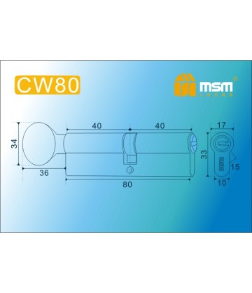 Цилиндровый механизм MSM CW80 мм Полированная латунь (PB), латунь Перфорированный ключ-вертушка