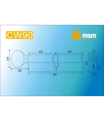 Цилиндровый механизм MSM CW90 мм Полированная латунь (PB), латунь Перфорированный ключ-вертушка