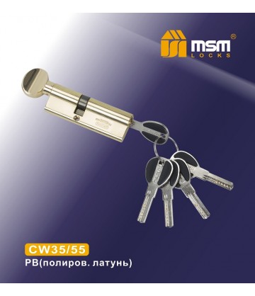 Цилиндровый механизм MSM CW35/55 мм Полированная латунь (PB), латунь Перфорированный ключ-вертушка
