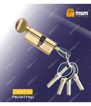 Цилиндровый механизм MSM CW37/31 мм Полированная латунь (PB), латунь Перфорированный ключ-вертушка