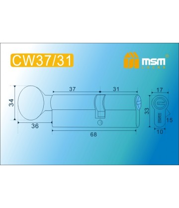 Цилиндровый механизм MSM CW37/31 мм Полированная латунь (PB), латунь Перфорированный ключ-вертушка