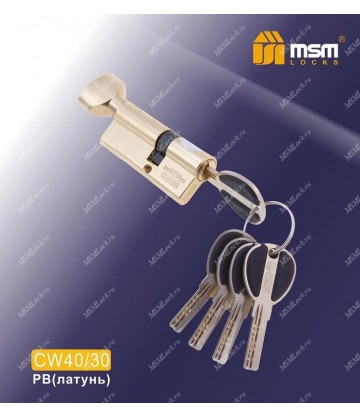 Цилиндровый механизм MSM CW40/30 мм Полированная латунь (PB), латунь Перфорированный ключ-вертушка
