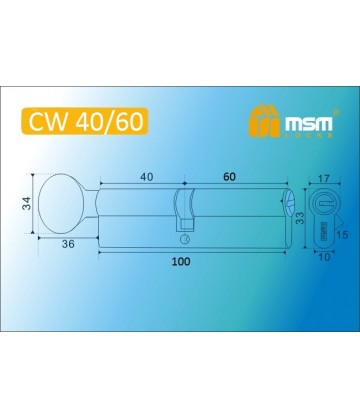 Цилиндровый механизм MSM CW40/60 Полированная латунь (PB), латунь Перфорированный ключ-вертушка