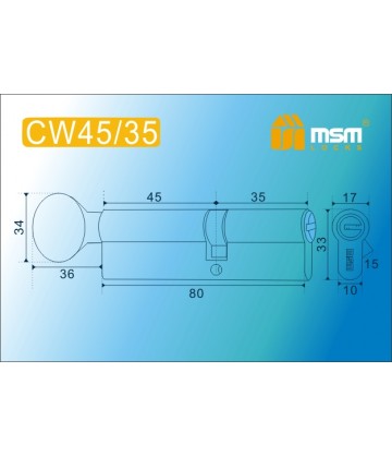 Цилиндровый механизм MSM CW45/35 мм Полированная латунь (PB), латунь Перфорированный ключ-вертушка