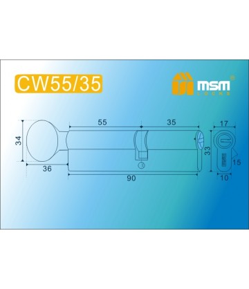 Цилиндровый механизм MSM CW55/35 мм Полированная латунь (PB), латунь Перфорированный ключ-вертушка