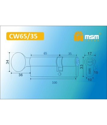 Цилиндровый механизм MSM CW65/35 мм Полированная латунь (PB), латунь Перфорированный ключ-вертушка
