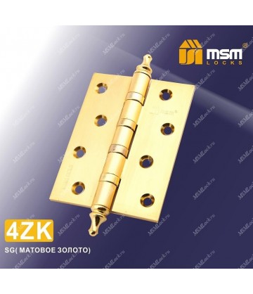 Петля МСМ латунная универсальная 100 мм с колпачком (4ZK) Матовое золото (SG)