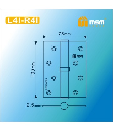 Петля MSM съемная 100 мм без колпачка ЛЕВАЯ (L4I) В блистере Матовая латунь (SB)