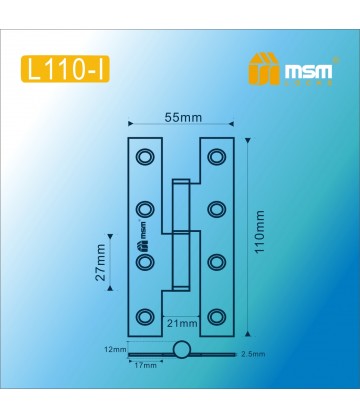 Петля MSM съемная 110 мм без колпачка ЛЕВАЯ L110-I Матовый никель (SN)