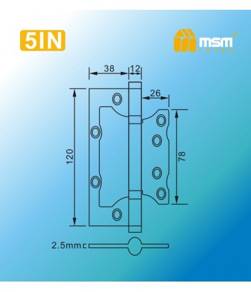 Петля MSM универсальная 120 мм (5IN) без врезки Матовый никель (SN)