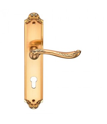 Ручка дверная на длинной планке ARCHIE GENESIS ACANTO S. GOLD CL, под евроцилиндр, матовое золото