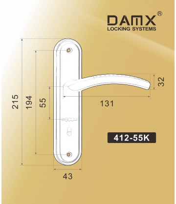 Ручки на планке DAMX 412-55K R правая матовый никель sn