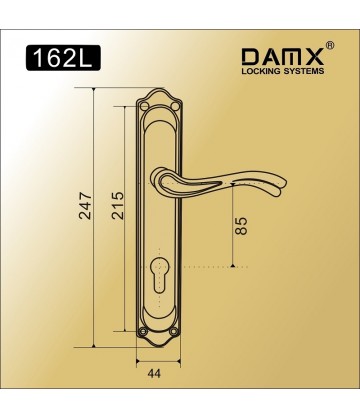 Ручка на планке DAMX 162L Матовая латунь / Полированная латунь (SB/PB)